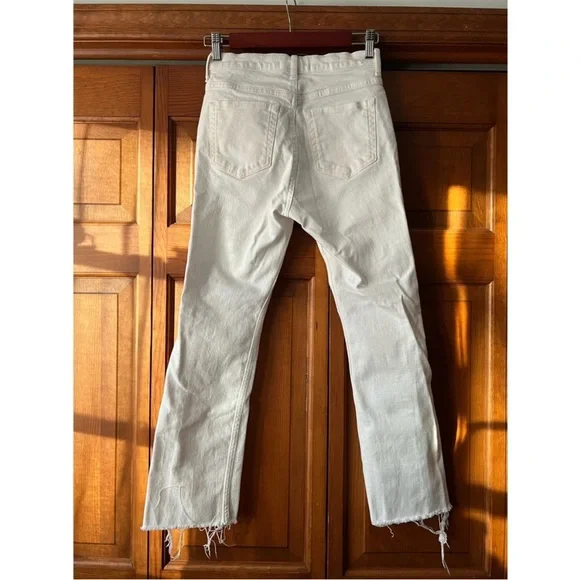 Everlane Women's High Rise Kick Crop Jeans Raw Hem Denim White Size 25R - Picture 7 of 11